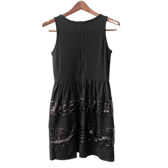 NWT Justice Black Sleeveless Sequin Dress Youth Girl's Size 16 Stretch Classic - Picture 2 of 9